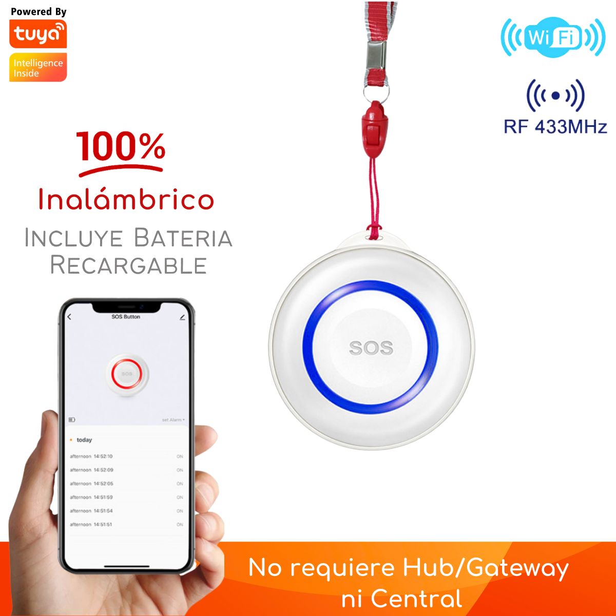 D MOTICA - Botón De Emergencia Medica SOS Inalámbrico Inteligente Wifi