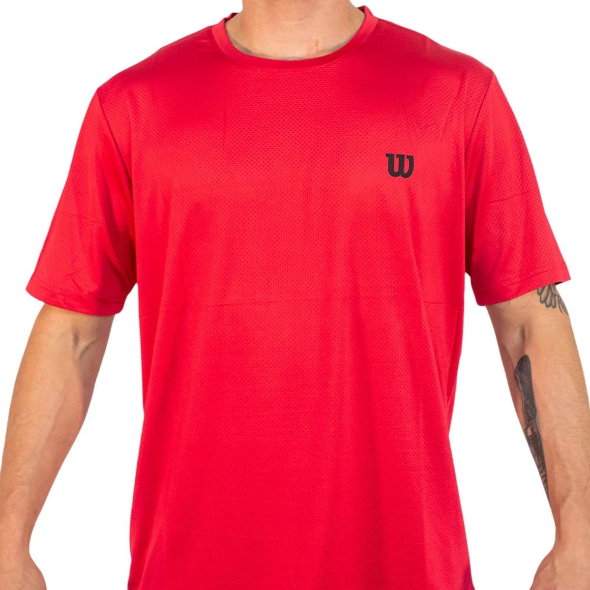 WILSON - Polera Wilson Mesh Roja Tenis Padel