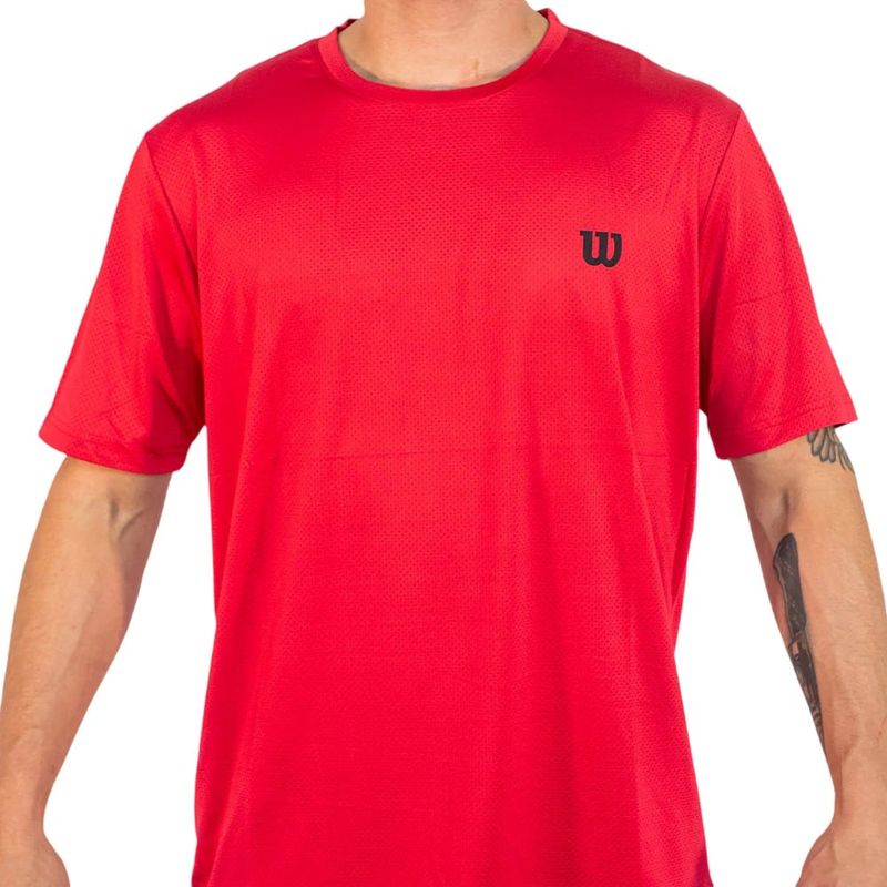 WILSON - Polera Wilson Mesh Roja Tenis Padel
