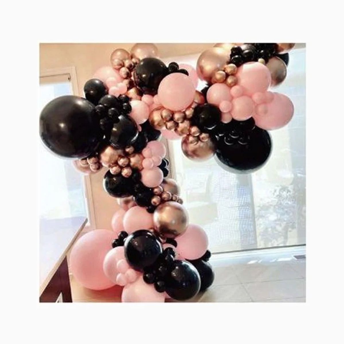 GENERICO - Cadena Globos De Cumpleaños Negro Y Rosa 83pcs