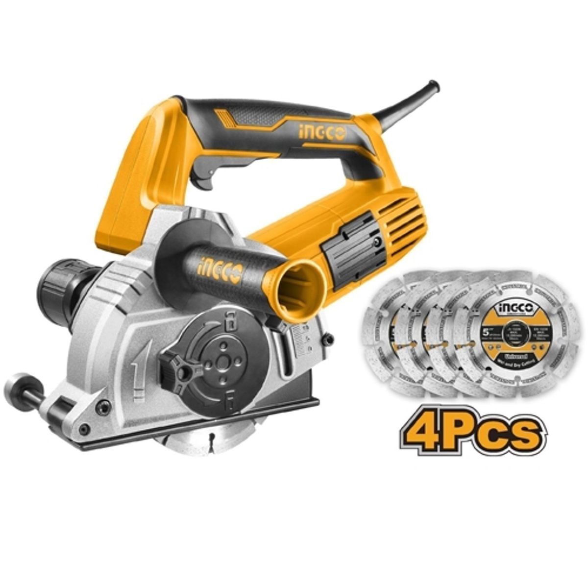 INGCO - Acanaladora Cortadora de Muro 1500W 8500 RPM con 4 Discos INGCO