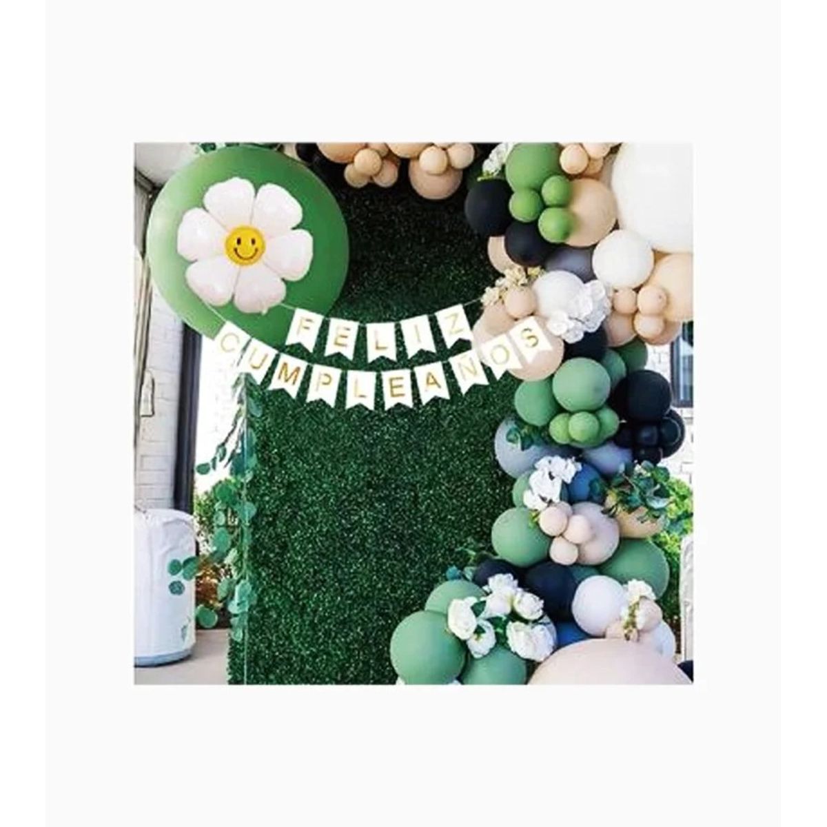 GENERICO - Cadena Globos Cumpleaños 63pcs Verde Y Blanco