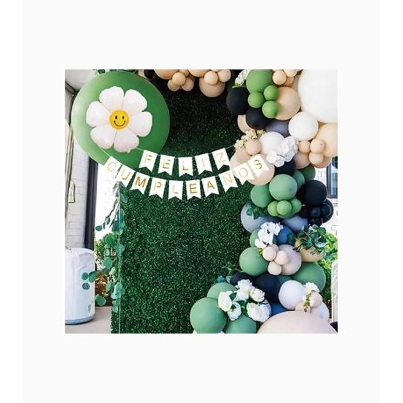 GENERICO - Cadena Globos Cumpleaños 63pcs Verde Y Blanco