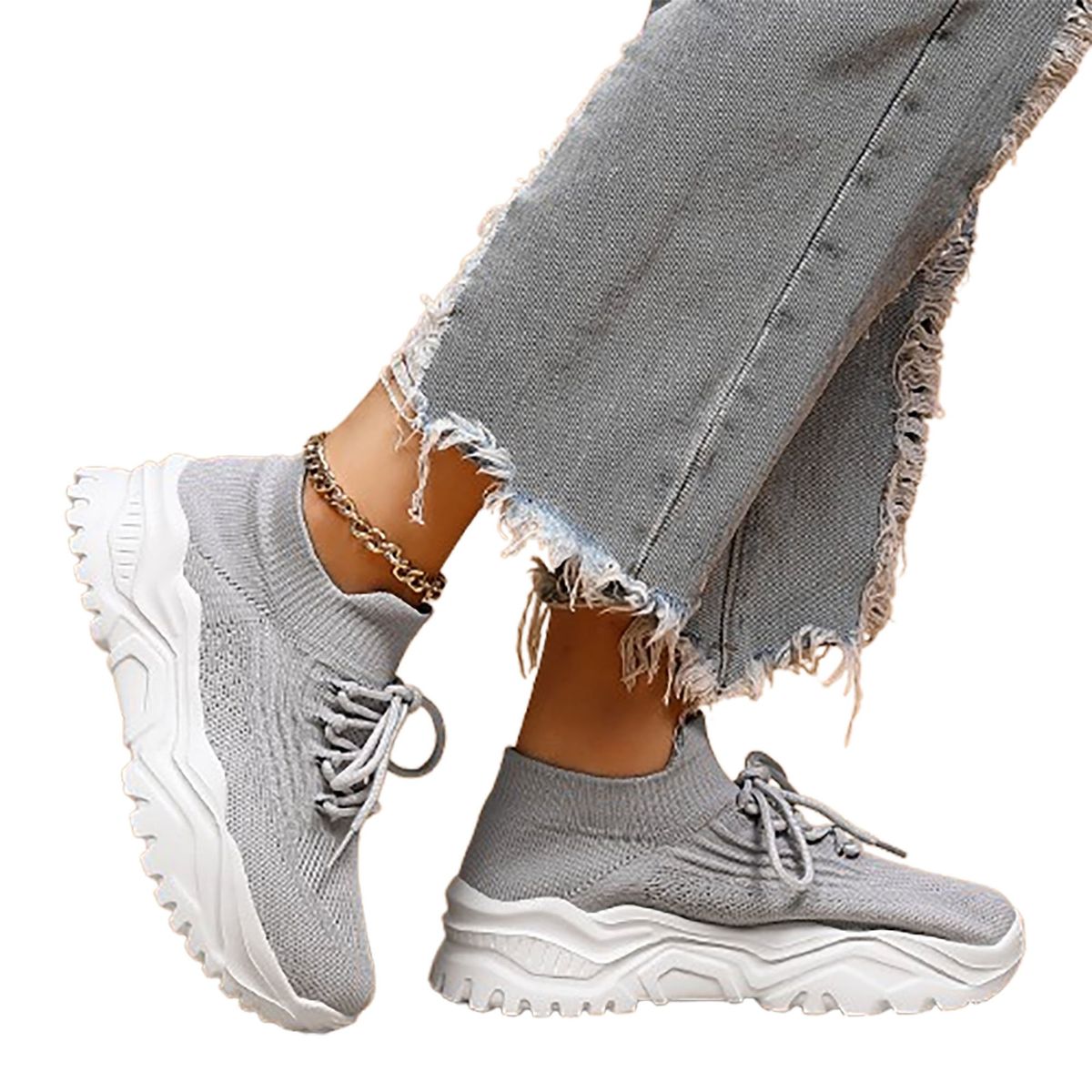 KEEJOIN - Zapatillas deportivas Mujer - Gris