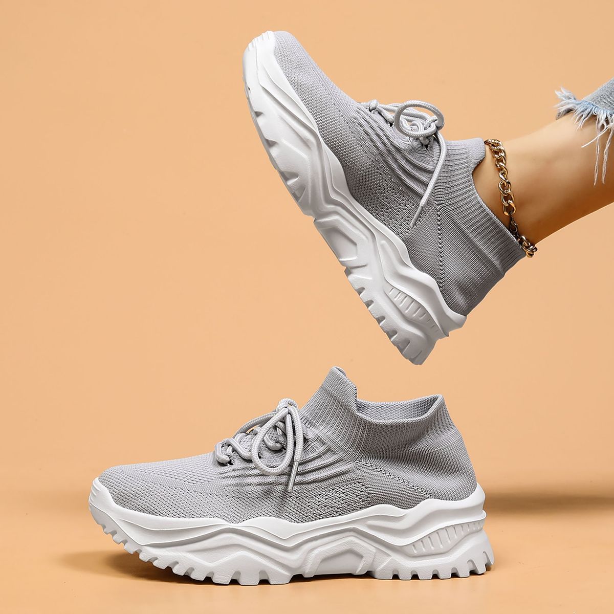 KEEJOIN - Zapatillas deportivas Mujer - Gris