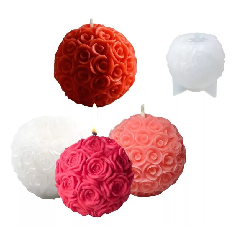 GENERICO - 4 Moldes Para Hacer Velas Moldes Resina Molde Vela Rosas 3d