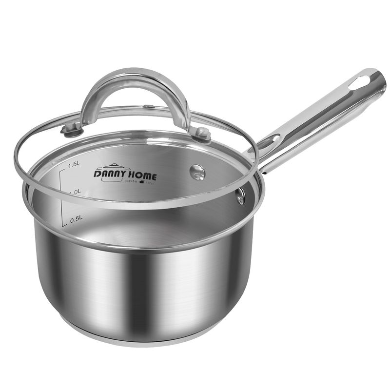 DANNY HOME - Olla con Tapa Danny Home de Acero Inoxidable, 1.5 Litros