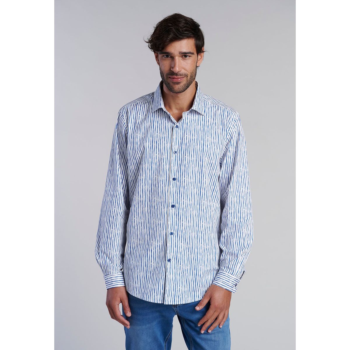 FEROUCH - Camisa Estampada Aqua Fj Azul Ferouch