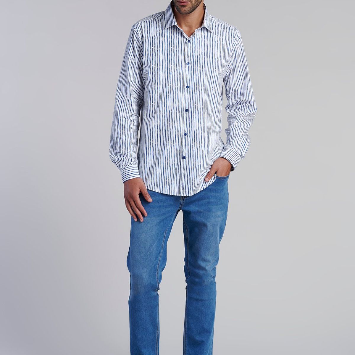 FEROUCH - Camisa Estampada Aqua Fj Azul Ferouch