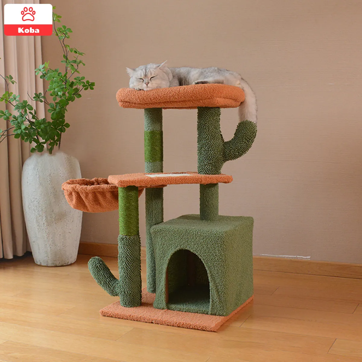 KOBA - Rascadores Para Gatos Torre Multifuncional Cactus 77cm Koba
