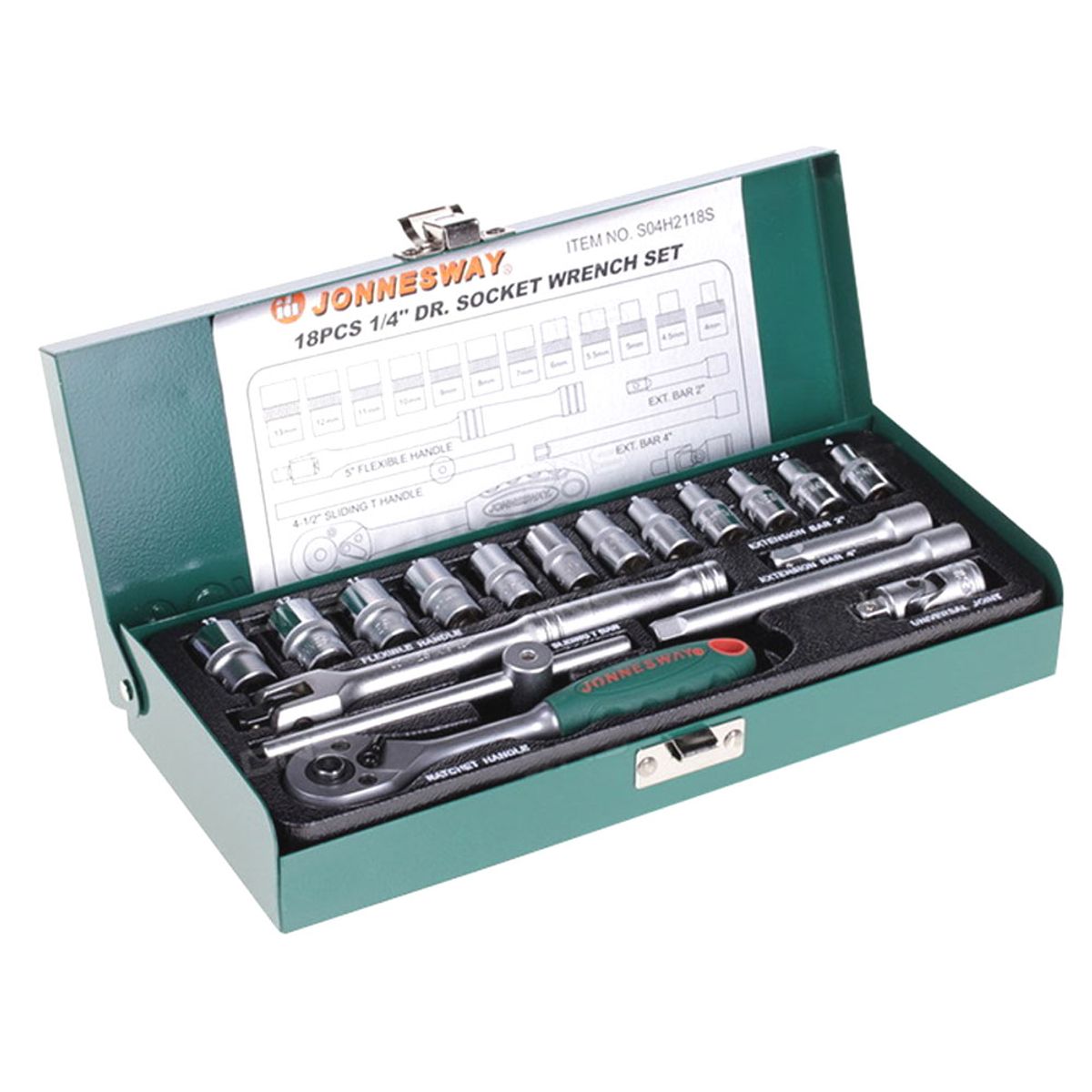 JONNESWAY - Juego de Dados Hexagonales Jonnesway 1/4 en mm - 18 Pzs