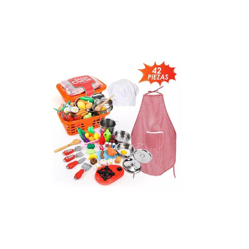 GENERICO - Kit Cocina De Juguetes 42 Piezas Y Comidas Para Niños
