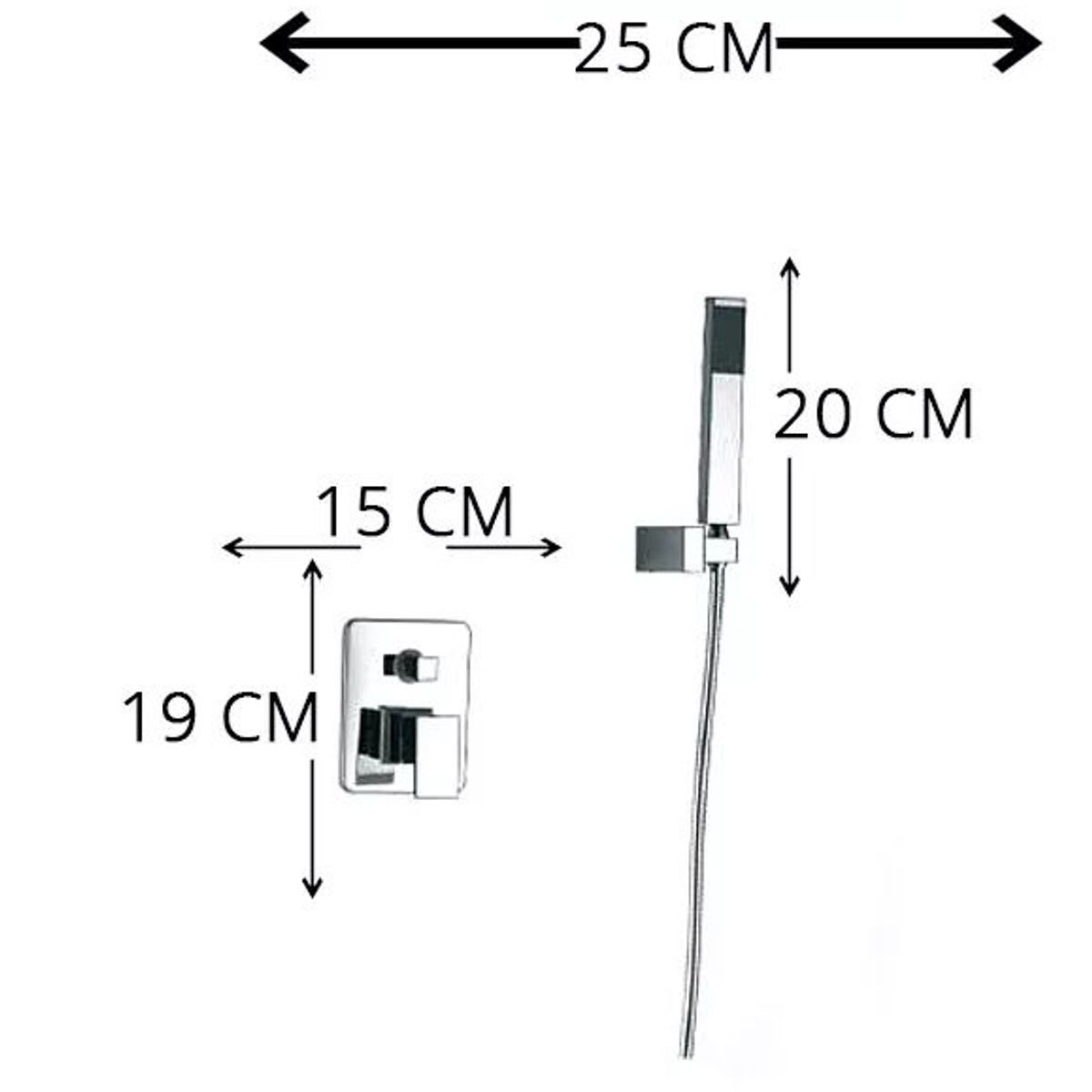KUANGYE - Kit Set Plato Ducha Brazo Y Monomando Teléfono 2 Funciones