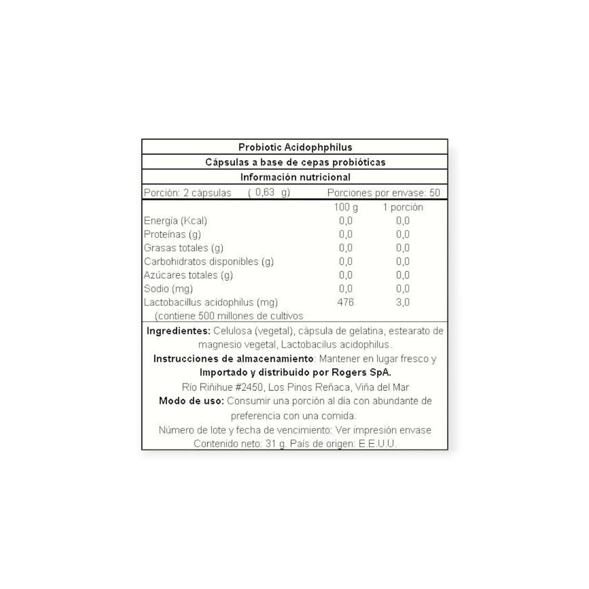 NATURE'S TRUTH - PROBIOTICO ACIDOPHILUS 100 CAPSULAS - NATURE'S TRUTH