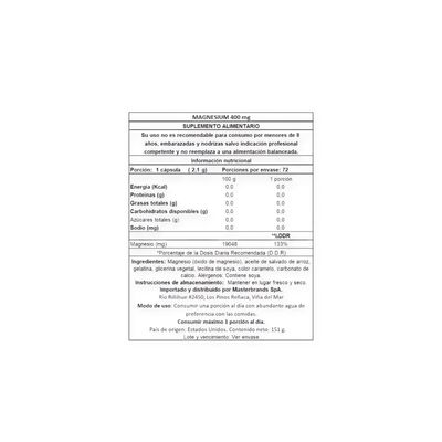 Imagen 2 del producto MAGNESIO 400MG 72 CAPSULAS BLANDAS -