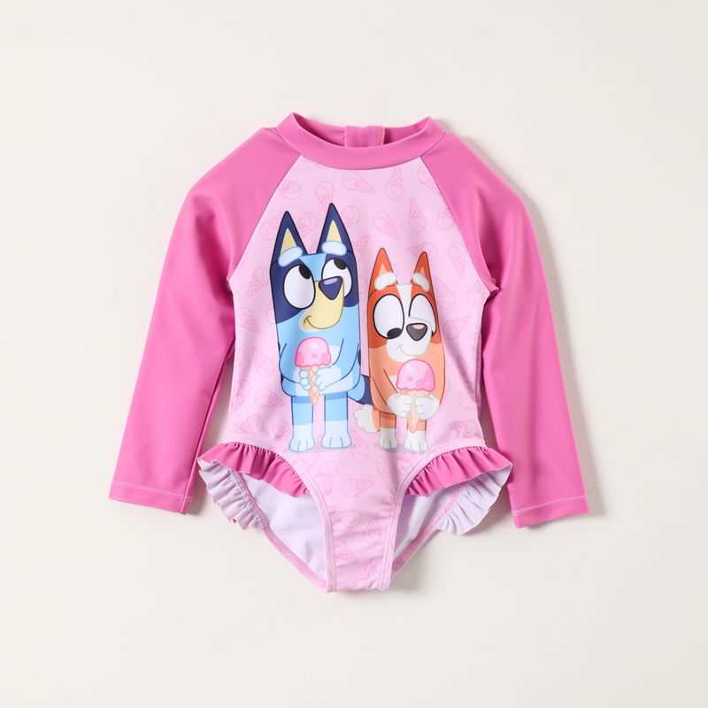 BLUEY - Traje de Baño Niña Bluey y Bingo Rosado Bluey