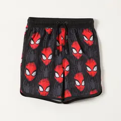 MARVEL - Traje de Baño Niño Caras Spiderman Negro