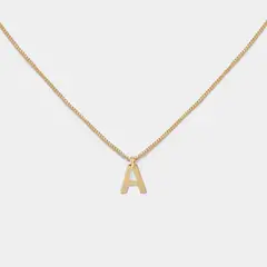 PSK JOYAS - Collar Mujer Enchape Oro 18 Kt Colgante Letra A 10 Mm Psk