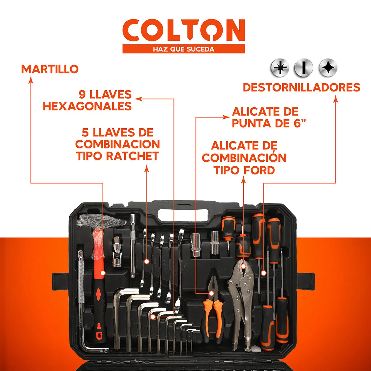 COLTON - Set 142 Colton Herramientas Manuales Mecánicas Combinadas Dados