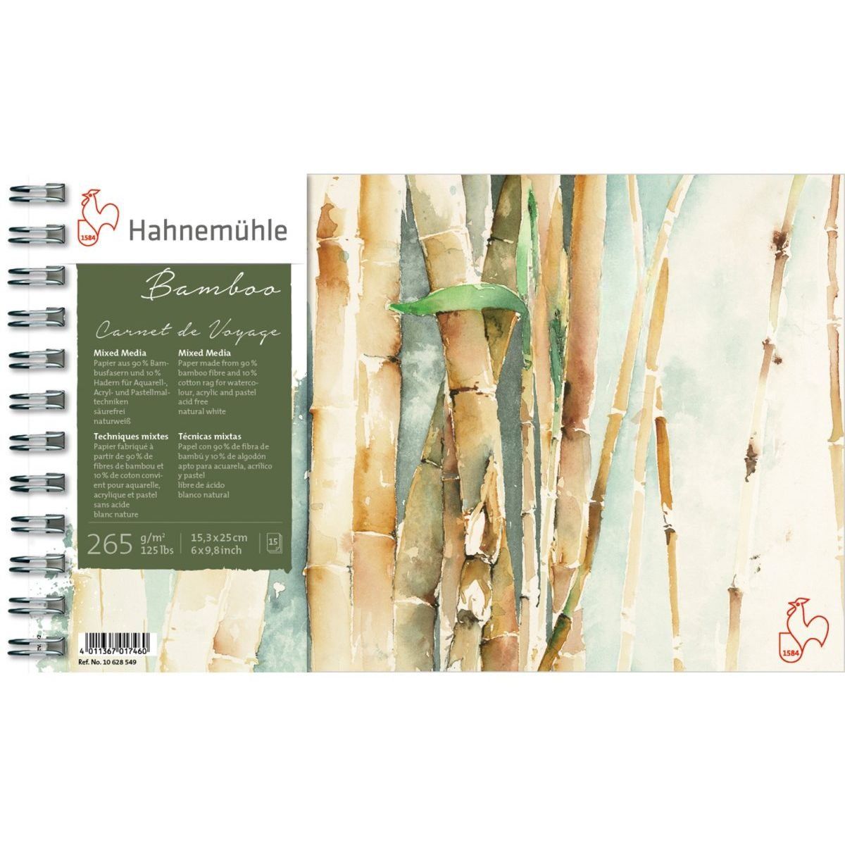 HAHNEMUHLE - Libreta Viaje Técnica Mixta Hahnemuhle 265gr 15x25cm 15Hjs