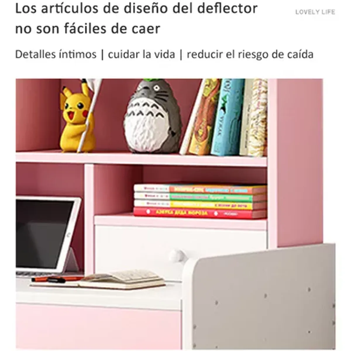 YOMYM - Escritorio Rosado Multiuso Moderno Con Estantes-