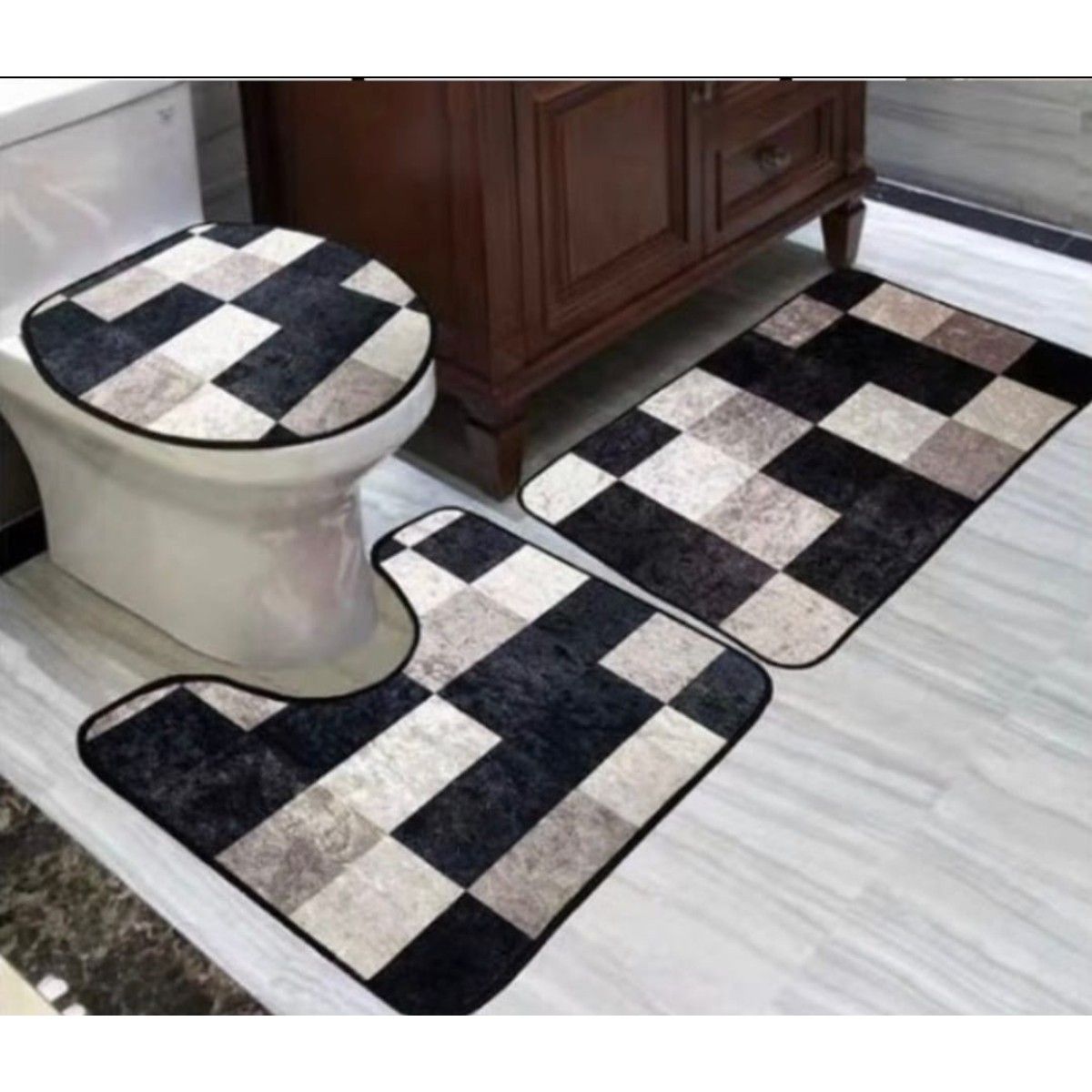 GENERICO - Set de baños alfombras Con diseños 3 piezas
