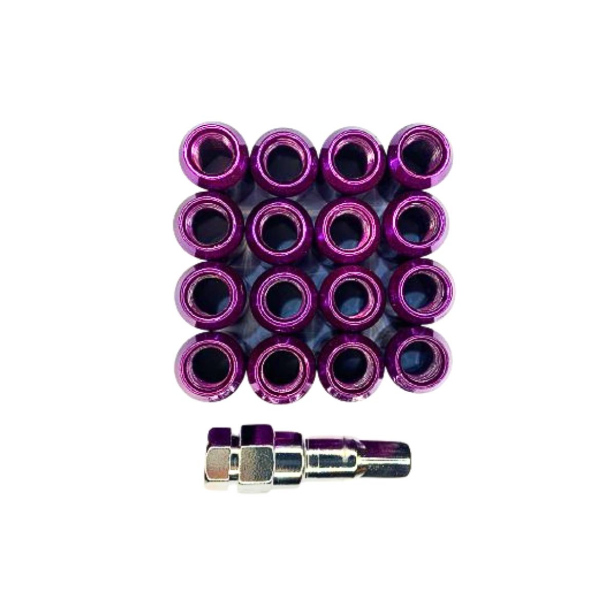 GENERICO - Tuerca De Seguridad 16pzs + Llave Morada 12x150mm