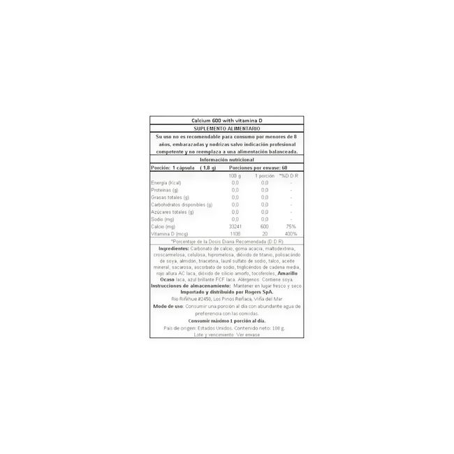 NATURE'S TRUTH - CALCIO 600 MG + VITAMINA D3 60 CAPSULAS - NATURE'S TRUTH