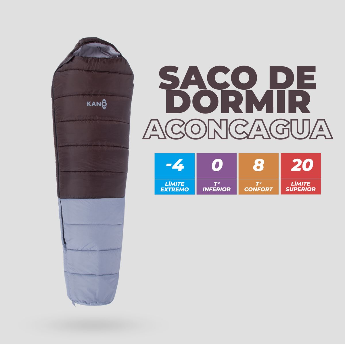 KANO - Saco de Dormir Kano Aconcagua  -4 / 0 / 8°C 1,6 Kg  Marrón