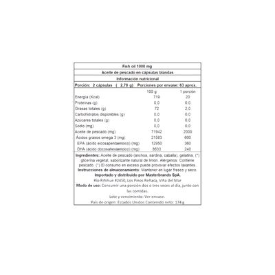 Imagen 2 del producto OMEGA 3 FISH OIL 2000MG 125 CAPS -