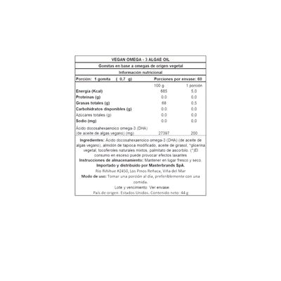 Imagen 2 del producto OMEGA 3 VEGANO CON DHA 60 SOFTGELS -