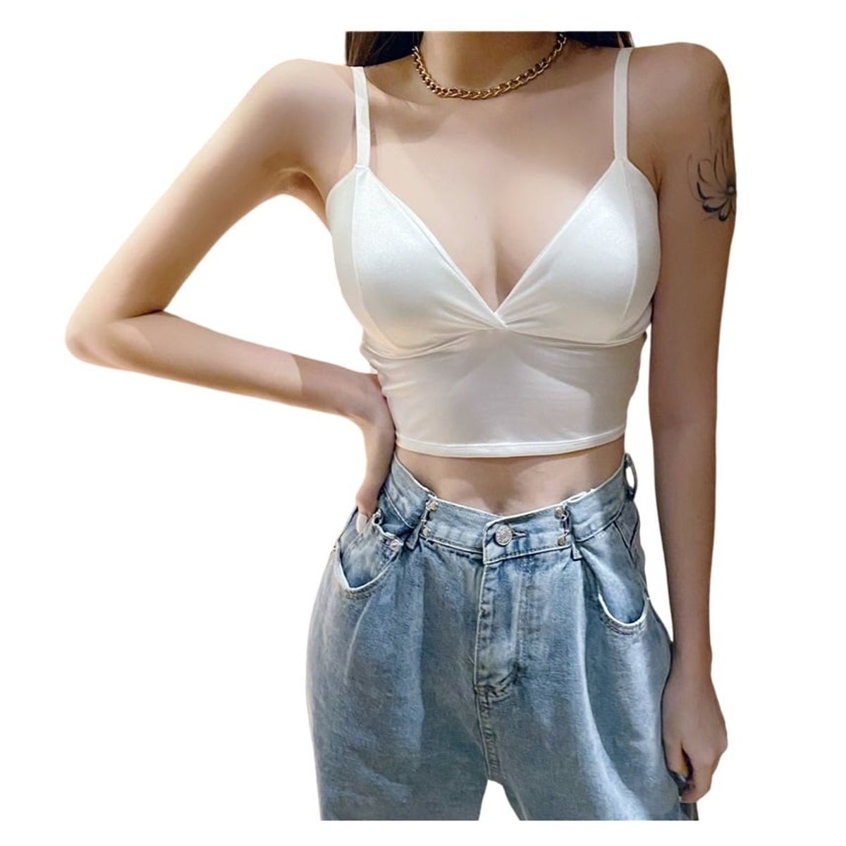 GARSIL - Crop Top Corto Para Mujer - Peto Con Tirantes - Tela Tipo Seda