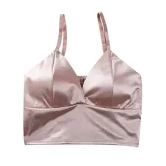 GARSIL - Crop Top Corto Para Mujer - Peto Con Tirantes - Tela Tipo Seda