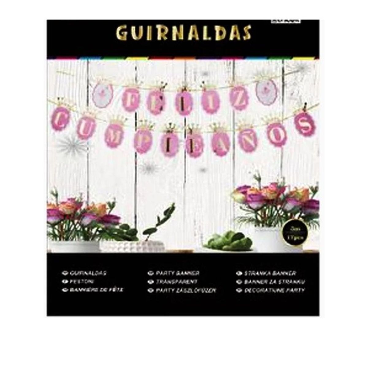 GENERICO - Guirnalda Feliz Cumpleaños 3 Metros Color Rosa
