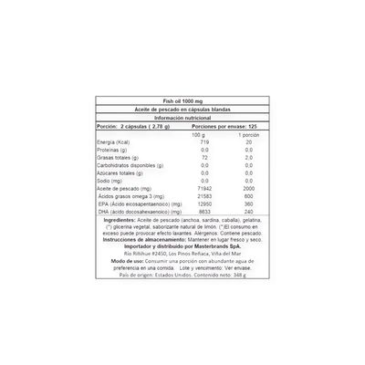 Imagen 2 del producto OMEGA 3 FISH OIL 2000MG 250 CAPS -