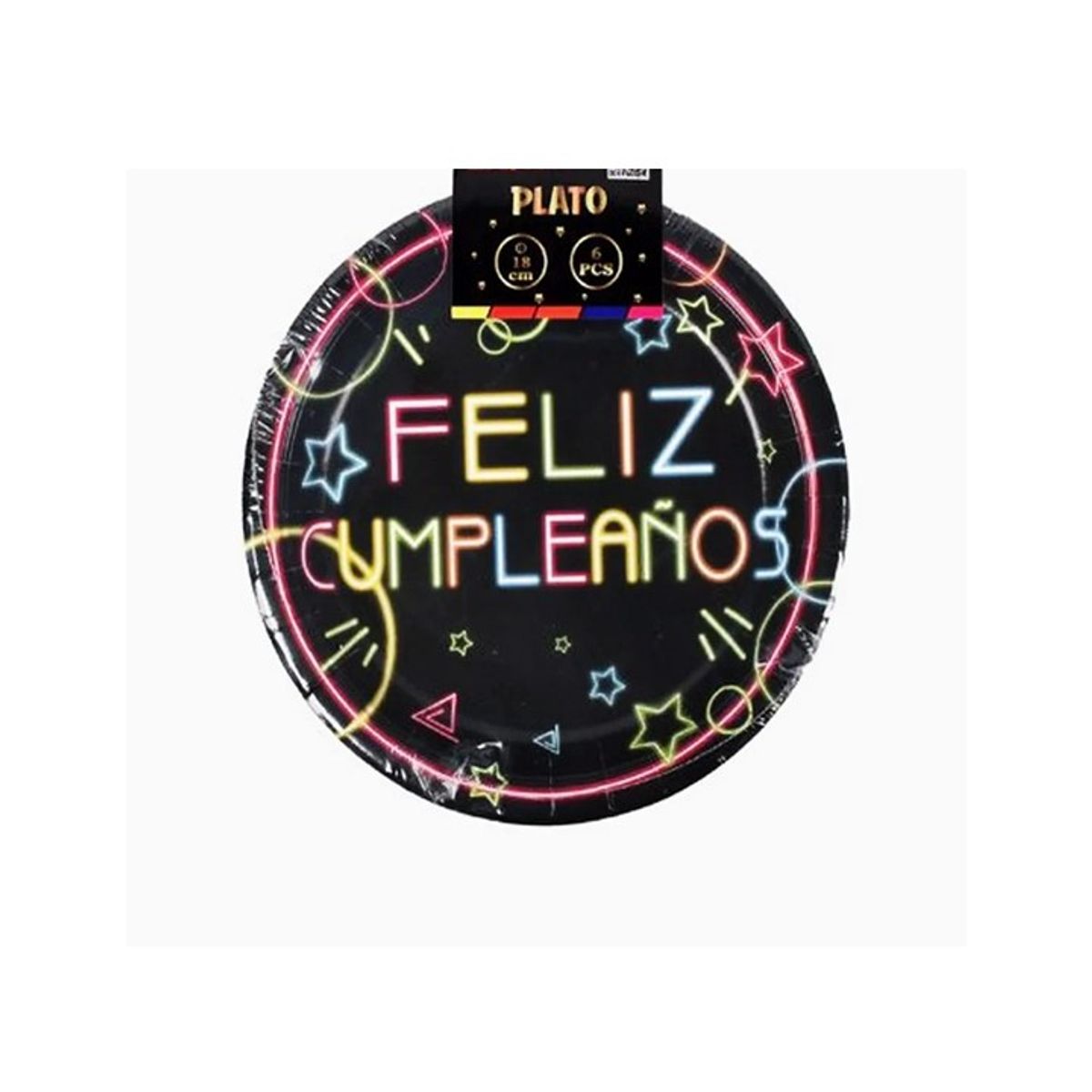 GENERICO - Platos Feliz Cumpleaños 6 pcs Colorido