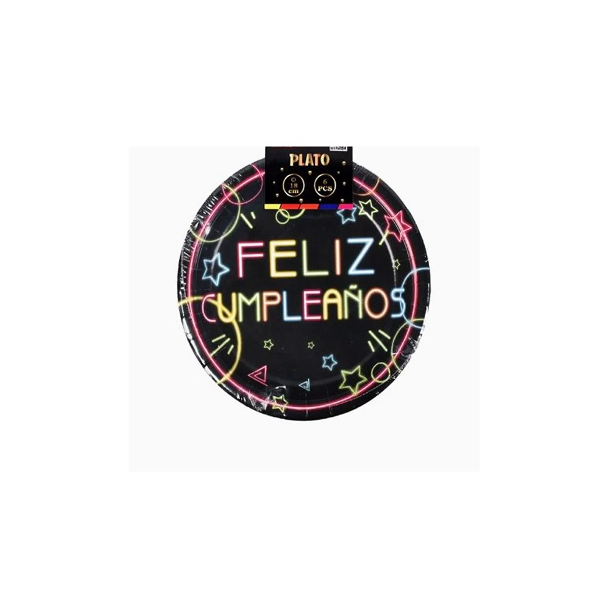 GENERICO - Platos Feliz Cumpleaños 6 pcs Colorido