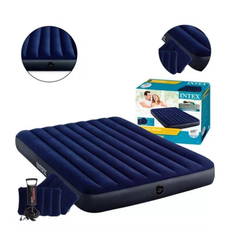 GENERICO - Colchón Inflable Intex 2 Plazas Con Inflador Y 2 Almohadas