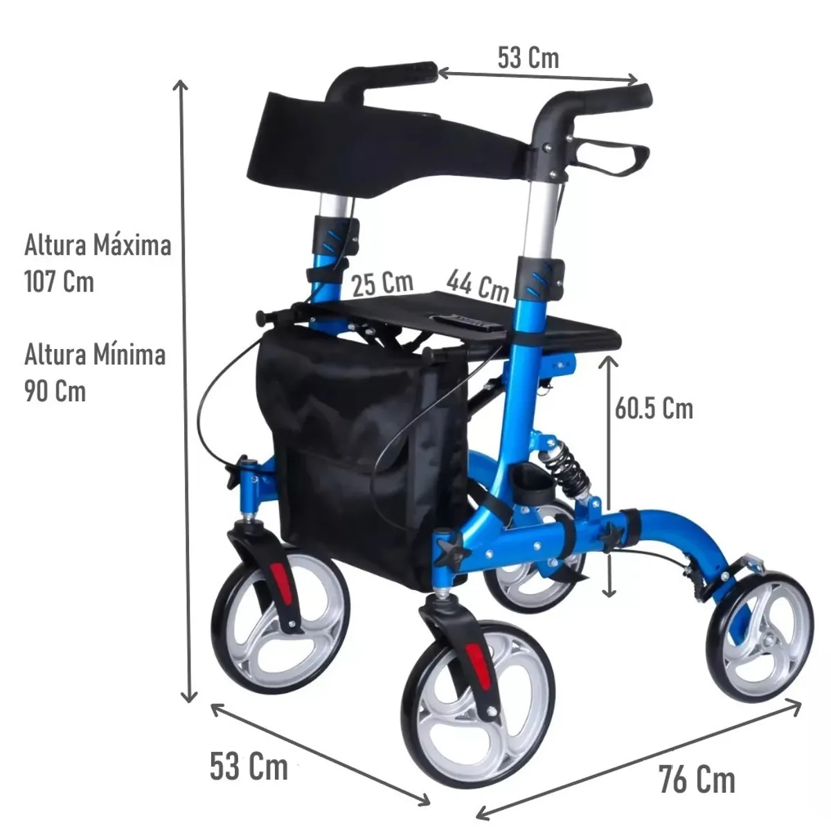 ONEDER - Andador Ortopedico Burrito Plegable Adulto Aluminio 4 Ruedas