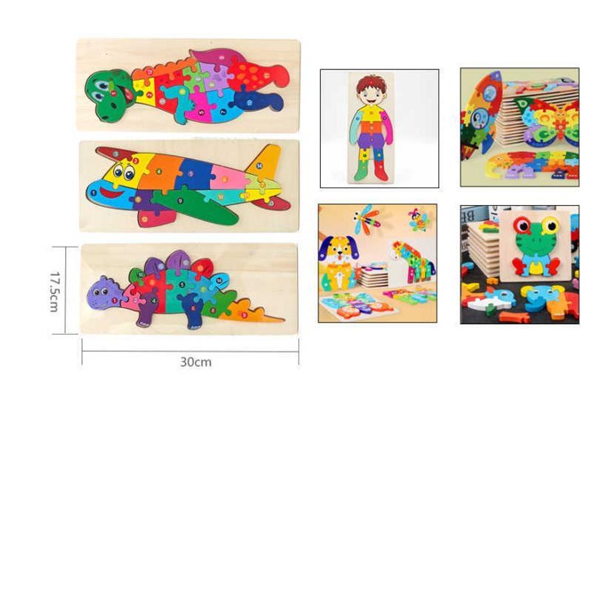 GENERICO - Pack 5 Puzzles Rompecabezas Maderas 3d