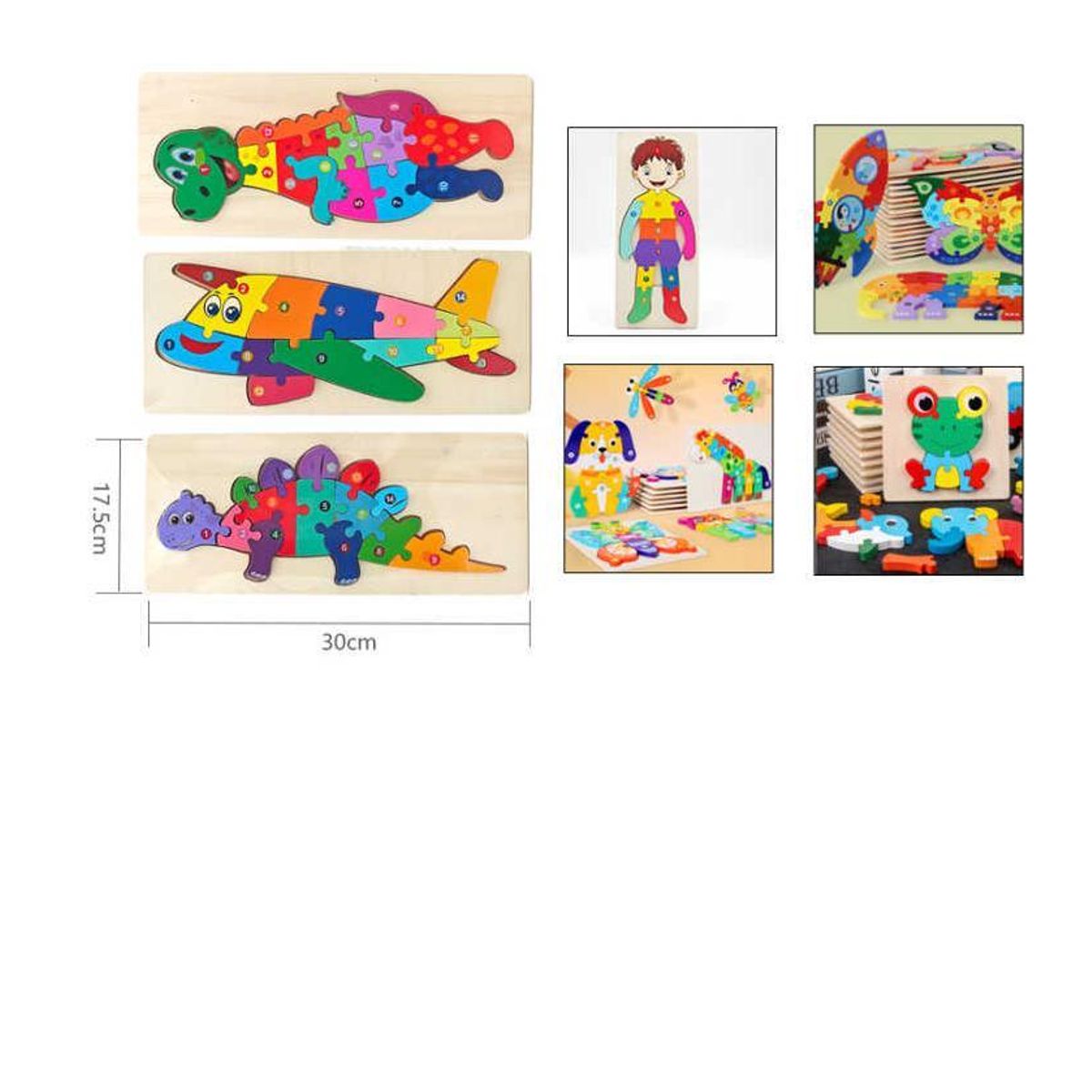 GENERICO - Pack 5 Puzzles Rompecabezas Maderas 3d