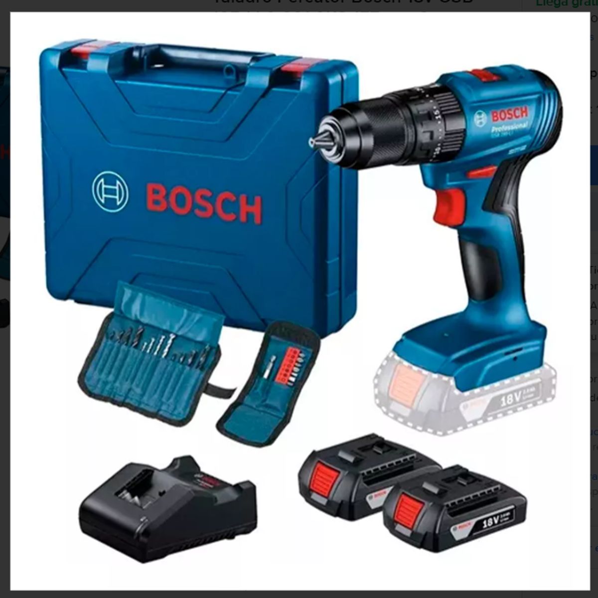 BOSCH - Taladro Percutor  18v  con 2 Baterías más Accesorios