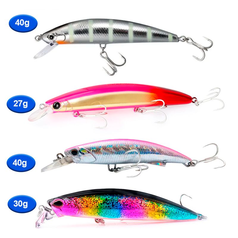GENERICO - Pack9, 4 Señuelos corvina, lenguado 40gRAMOS Pesca DEPORTIVA