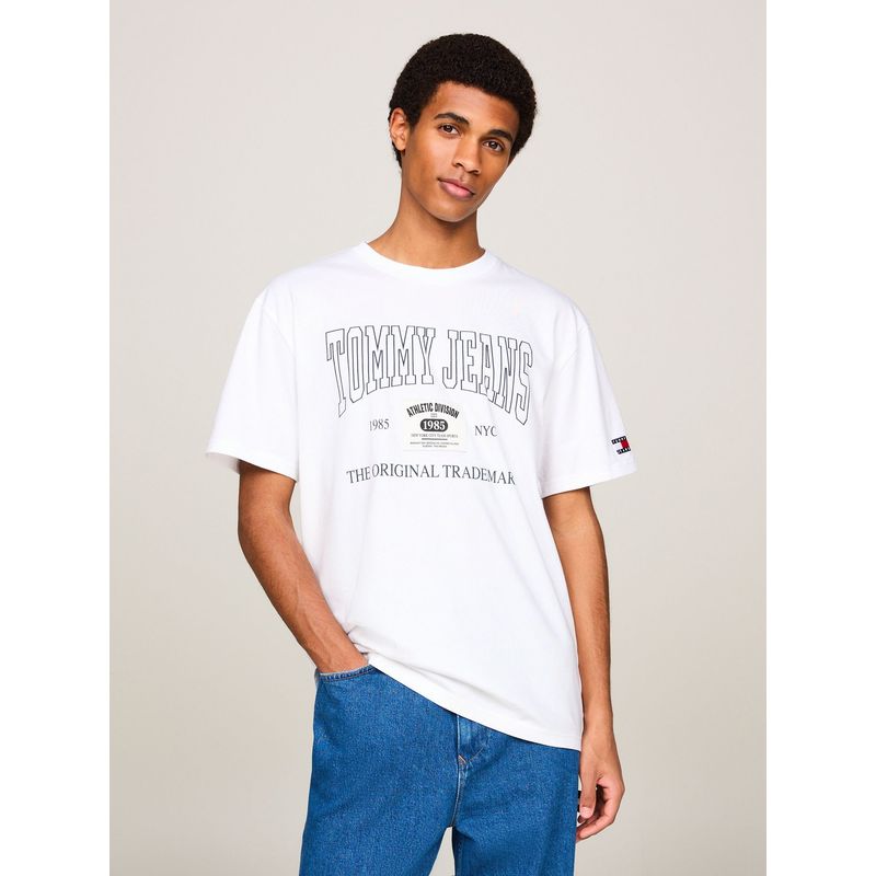TOMMY HILFIGER - Polera Archive Con Logo Regular Fit Blanco Tommy Jeans