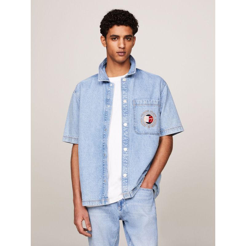 TOMMY HILFIGER - Sobrecamisa Prep Explorer Luxe Con Logo Celeste Tommy Jeans