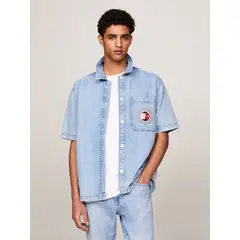 TOMMY HILFIGER - Sobrecamisa Prep Explorer Luxe Con Logo Celeste Tommy Jeans