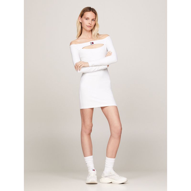 TOMMY HILFIGER - Vestido Con Efecto Cut-Out Blanco Tommy Jeans