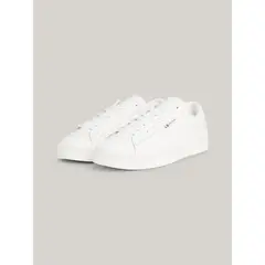 TOMMY HILFIGER - Zapatillas De Cuero Cupsole Con Logo Blanco
