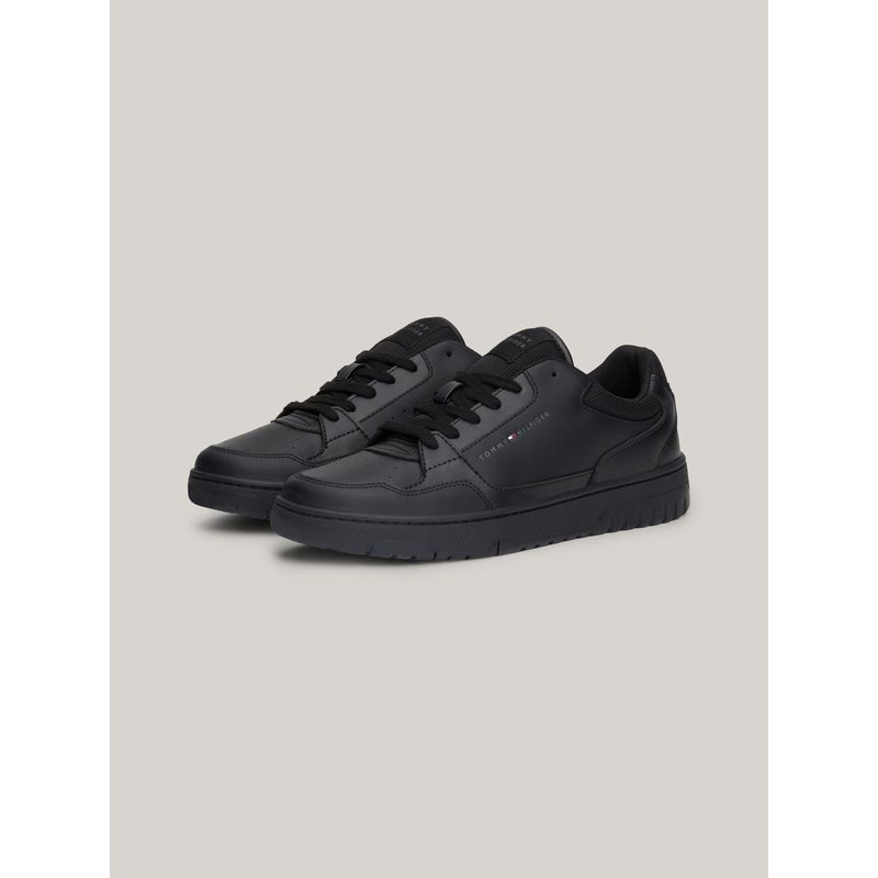 TOMMY HILFIGER - Zapatillas Essential De Cuero Negro Tommy Hilfiger