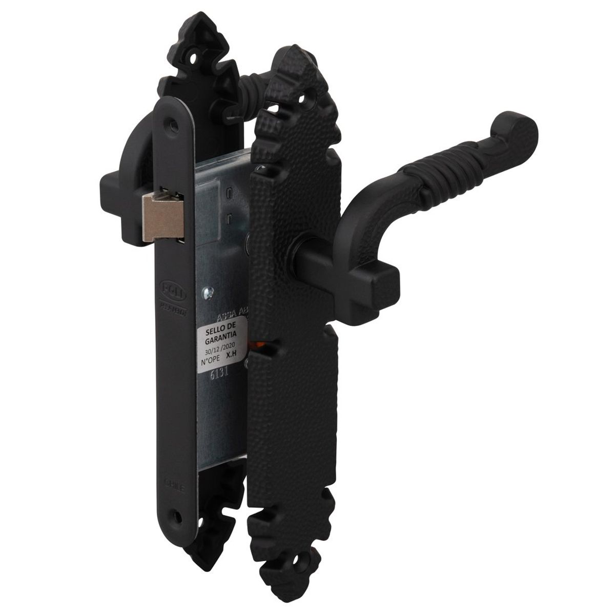 POLI - Cerradura Embutida Poli Rústica B40 Manilla Simple Paso